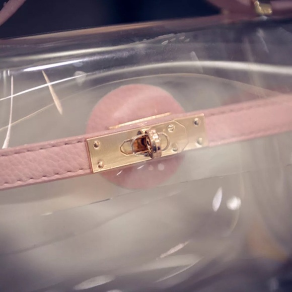 ✨CLEAR OR TRANSPARENT WITH PINK TRIM HANDBAG-NEW✨ - Picture 6 of 8